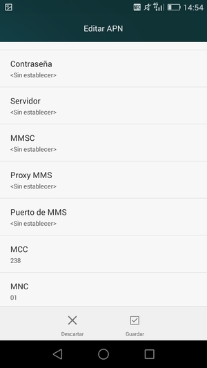 Desplácese hacia abajo e introduzca la información MMS