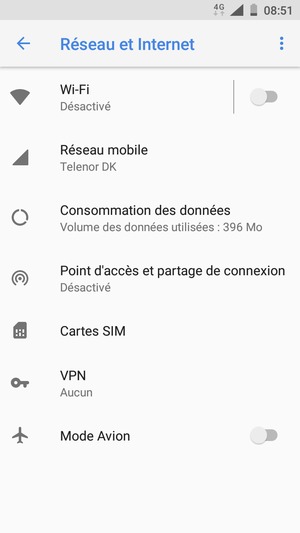 Sélectionnez Réseau mobile