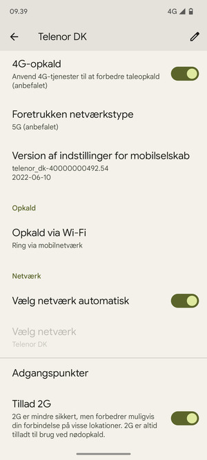 For at skifte netværk, hvis der opstår netværksproblemer, slå Vælg netværk automatisk fra