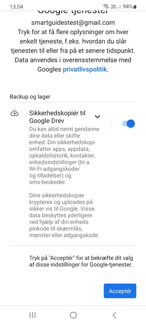 Vælg Acceptér