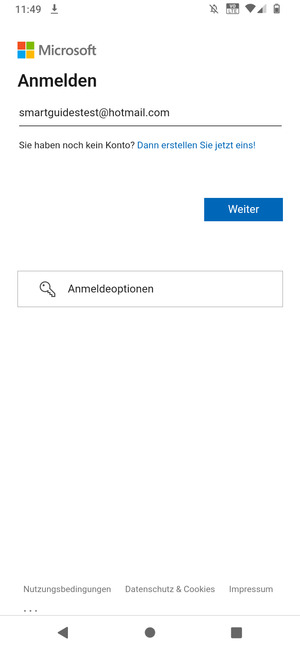 Geben Sie Ihre E-Mail-Adresse ein und wählen Sie Weiter