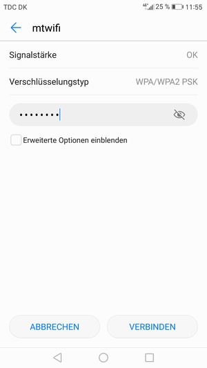 Geben Sie das WLAN-Passwort ein und wählen Sie VERBINDEN