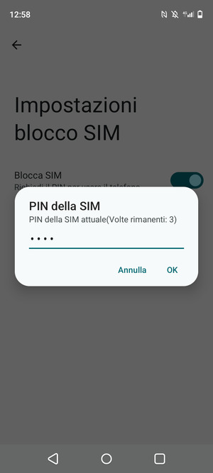 Inserisci PIN della SIM attuale e seleziona OK