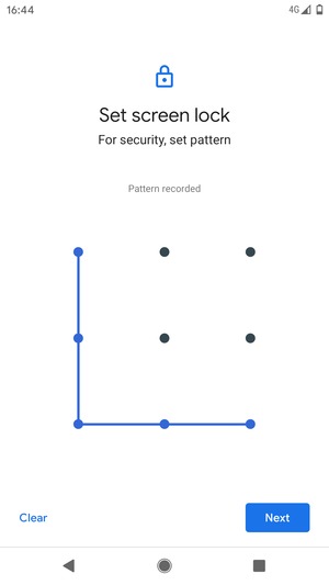 Draw an unlock pattern and select Next