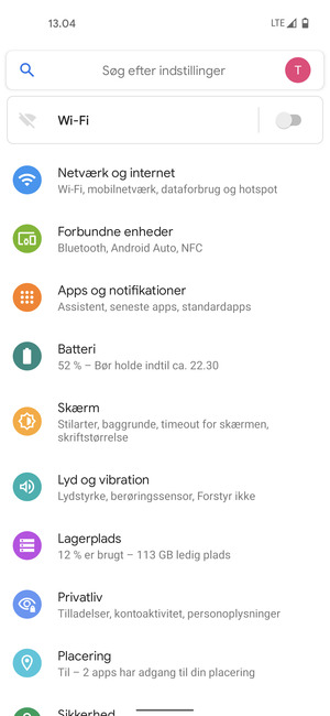 Vælg Netværk og internet