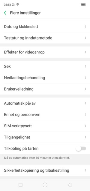 Bla til og velg Sikkerhetskopiering og tilbakestilling