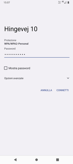 Inserisci la password del Wi-Fi e seleziona CONNETTI