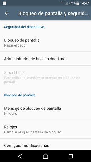 Seleccione Bloqueo de pantalla