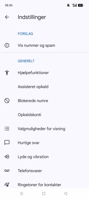 Vælg Telefonsvarer