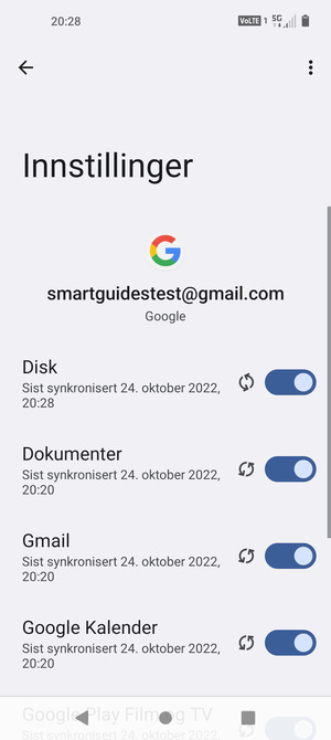 Din informasjon blir synkronisert