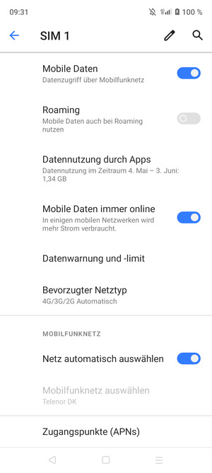 Scrollen Sie und wählen Sie Zugangspunkte (APNs)