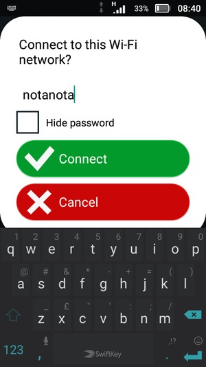 Enter the Wi-Fi password and select Connect