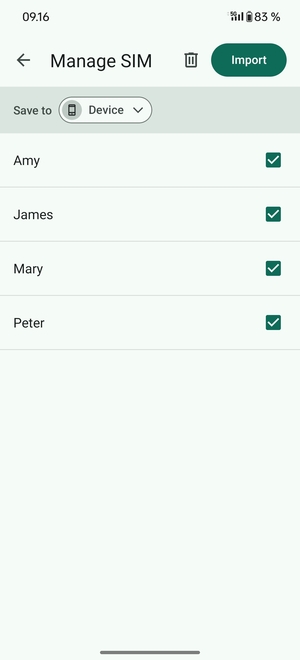 Select the v button