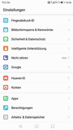 Scrollen Sie und wählen Sie Sicherheit & Datenschutz