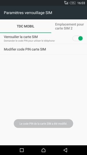 Votre code PIN de la carte SIM a été modifié