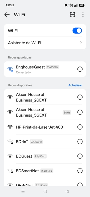 Ahora está conectado a la red Wi-Fi