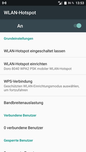 Ihr Handy ist jetzt für die Verwendung als Modem eingerichtet