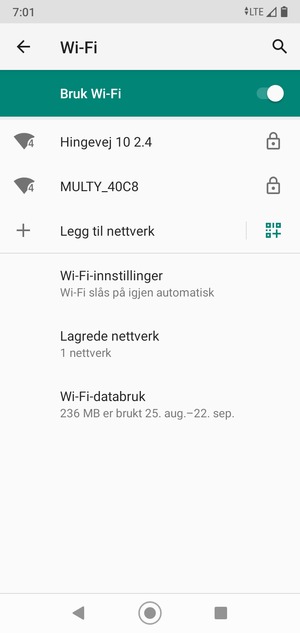 Velg det trådløse nettverket du vil koble til