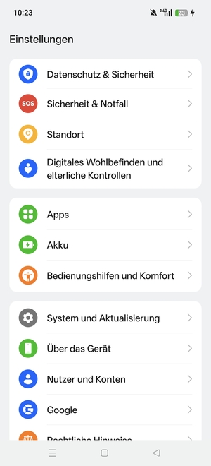 Scrollen Sie und wählen Sie Datenshutz & Sicherheit