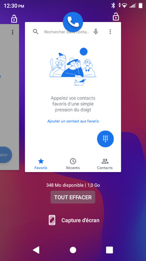 Sélectionnez TOUT EFFACER pour fermer les applications en cours d'exécution