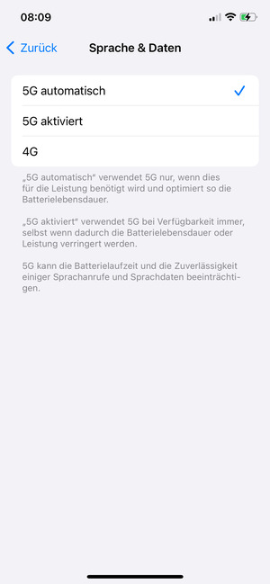Wählen Sie 4G