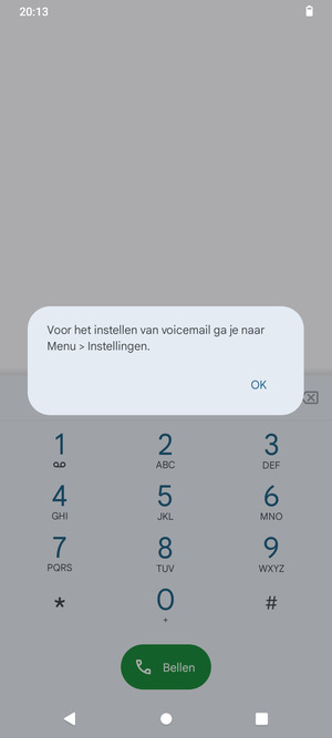 Als uw voicemail niet geïnstalleerd is, selecteert u OK