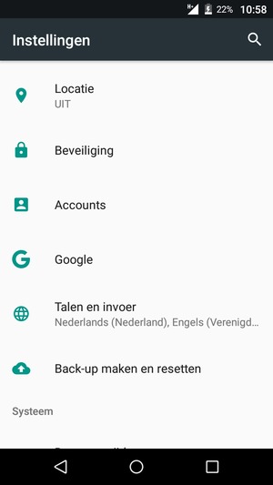 Scroll naar en selecteer Accounts