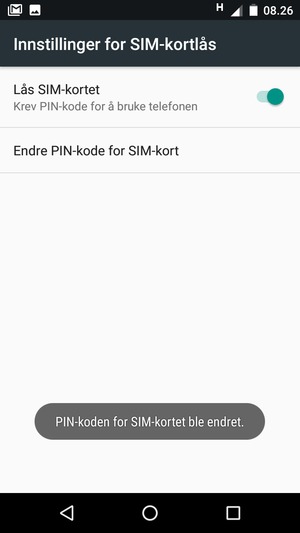 PIN-koden for SIM-kortet er endret