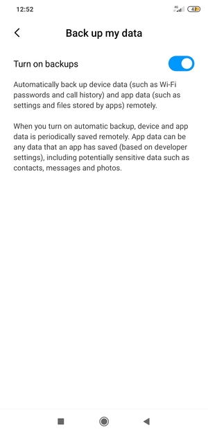 Select the Back button