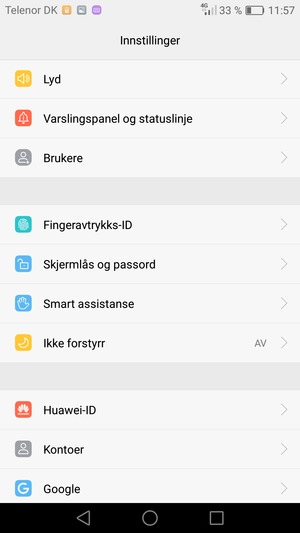 For å aktivere skjermlåsen, gå til Innstillinger-menyen og velg Skjermlås og passord