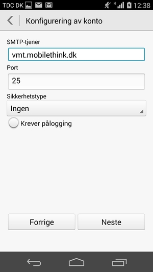 Fjern krysset i avkrysningsboksen Krever pålogging og velg Neste