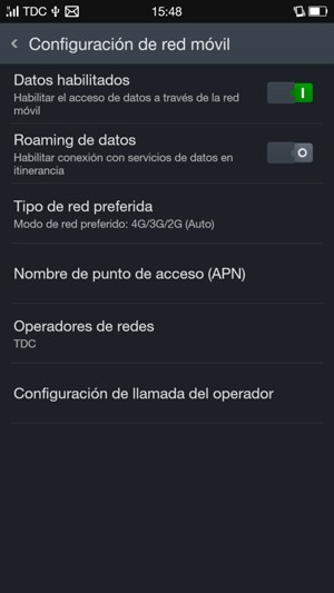Seleccione Nombre de punto de acceso (APN)