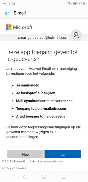 Selecteer Ja