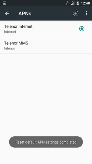 Your phone will reset to default Internet and MMS settings