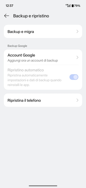 Seleziona Account Google
