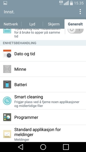Bla til og velg Batteri