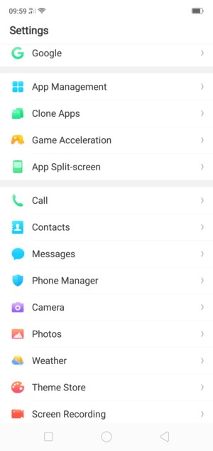 Scroll to and select Contacts