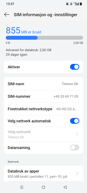For å bytte nettverk hvis det oppstår nettverksproblemer, slå av Velg nettverk automatisk