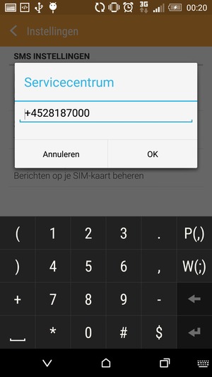 Voer het Servicecentrum nummer in en selecteer OK