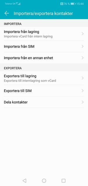 Välj Importera från SIM