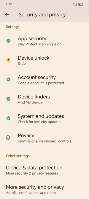 Scroll to and select More security and privacy