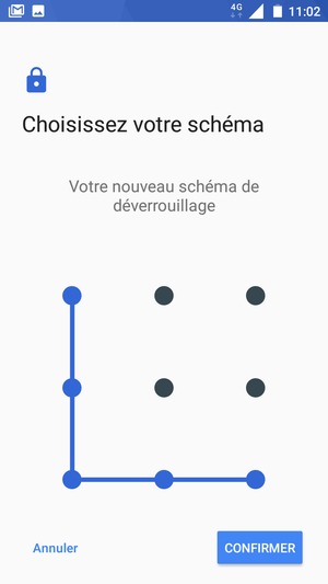 Dessinez de nouveau le schéma de déverrouillage et sélectionnez CONFIRMER