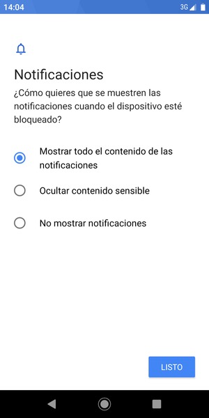 Seleccione la opción deseada y seleccione LISTO