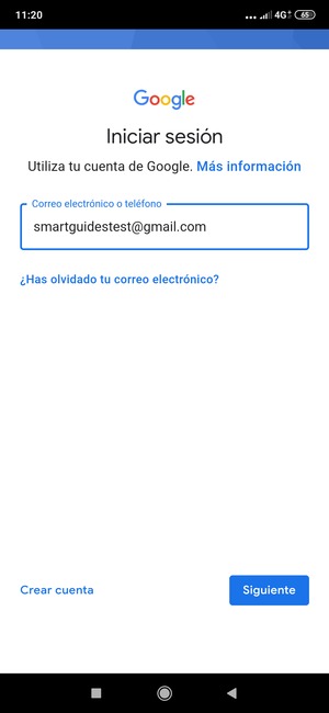 Introduzca su dirección de Gmail y seleccione Siguiente