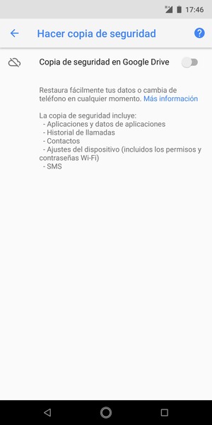 Active Copia de seguridad en Google Drive