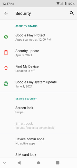 Select Screen lock