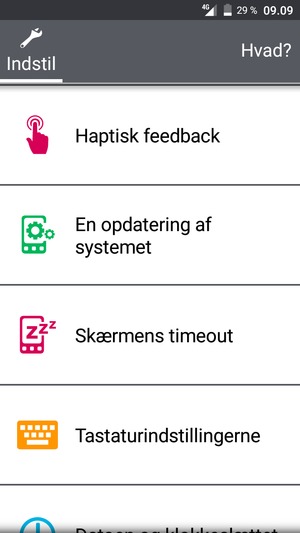 Scroll til og vælg En opdatering af systemet
