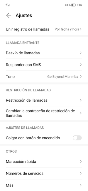 Desplácese  y seleccione Más