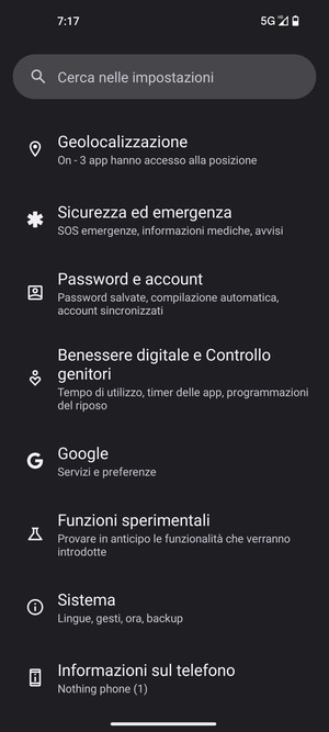 Scorri e seleziona Sistema