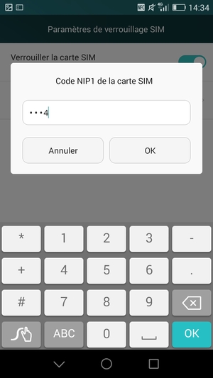 Veuillez confirmer votre nouveau Nouveau code NIP de la carte SIM et sélectionner OK